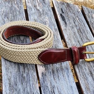 L.L. Bean Braided Woven Para Cord  & Leather Belt 42